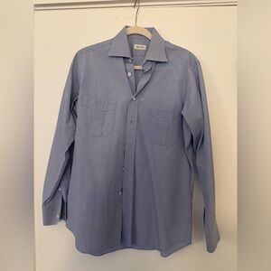 Ascot Chang Custom-Made Blue Cotton Dress Shirt - M